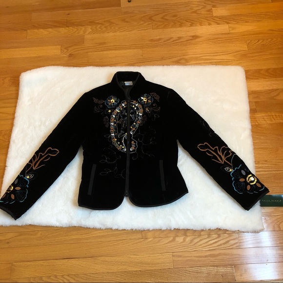 Harve Benard Black Velour Embroidered Jacket - Picture 3 of 11